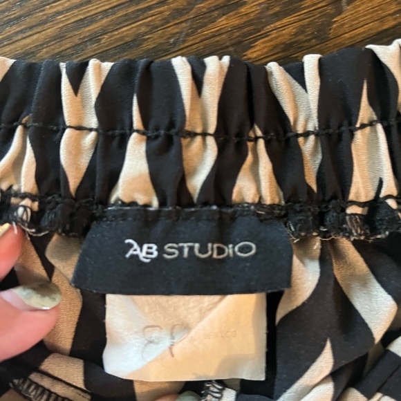 AB studio cream black chevron sheer wide flowy pants swim cover up large I think - Picture 3 of 5